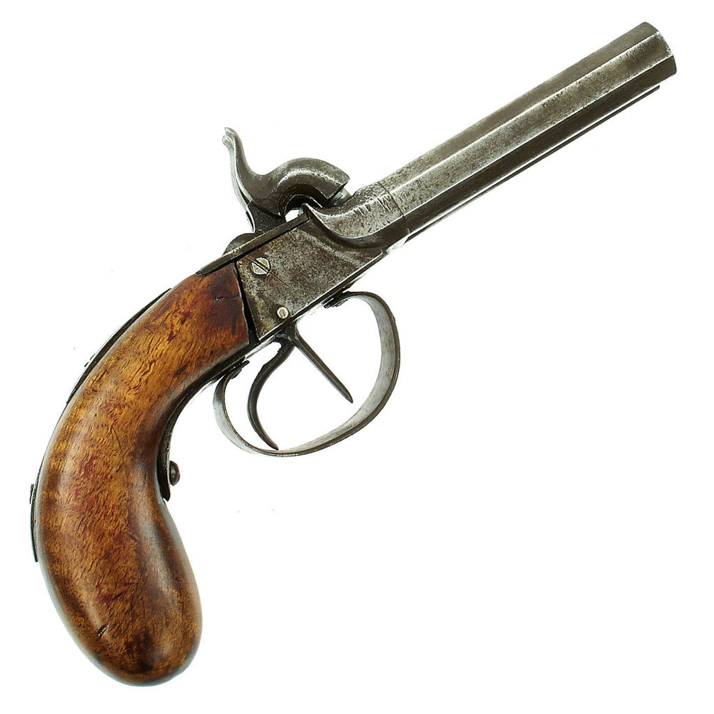 Original European Continental Double Barrel Percussion Overcoat Pistol - Circa 1840 Original Items