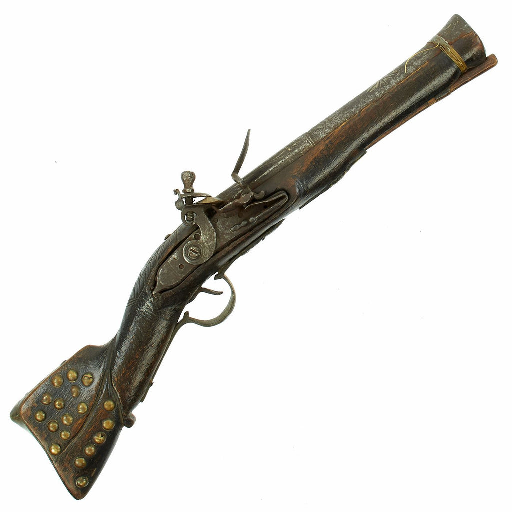 Original Ottoman Empire Flintlock Blunderbuss Pistol with Silver Inlaid Barrel - circa 1800 Original Items