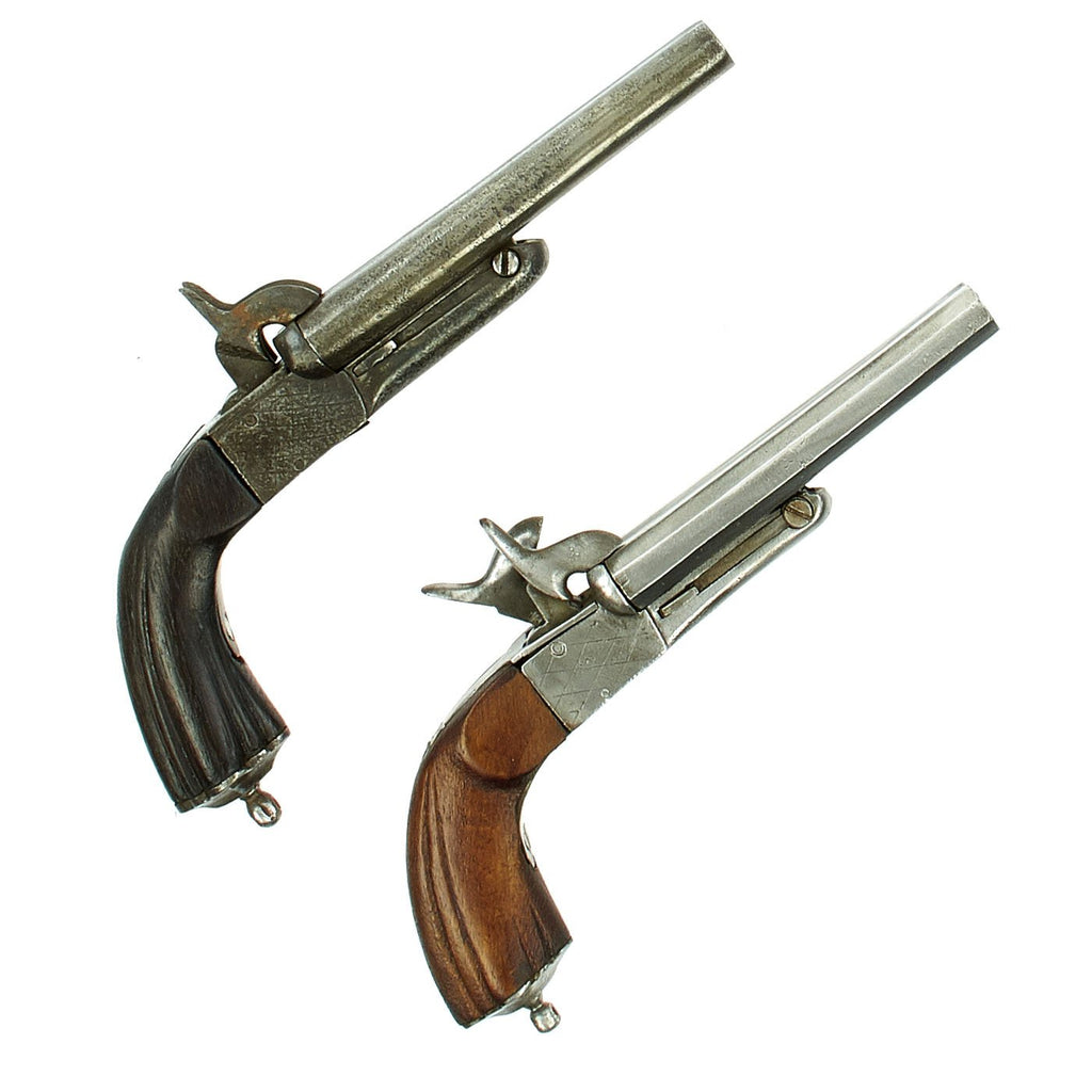 Original Brace of Belgian Pinfire Double Barrel Pistols with Mechanical Faults circa 1860 Original Items