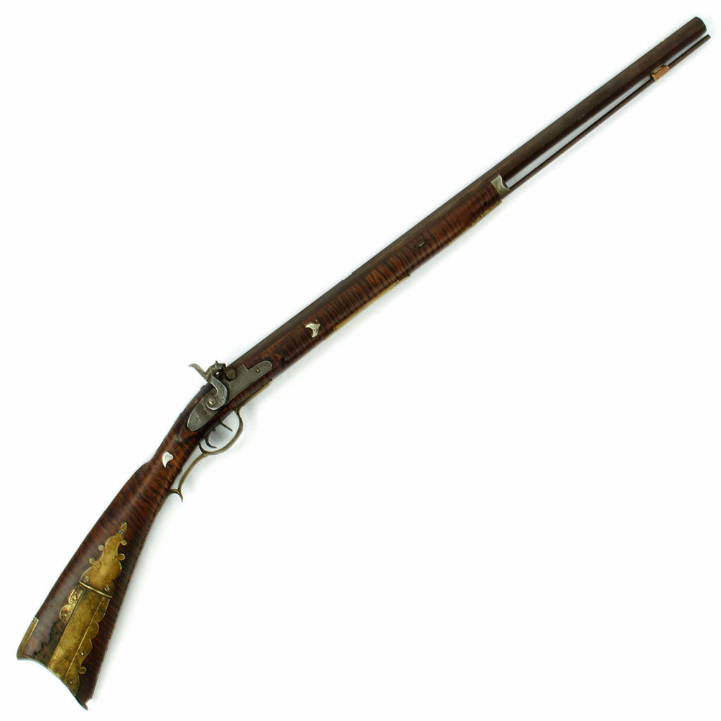 Original U.S. Kentucky Percussion Rifle with Tiger Maple Stock and British Lock by Golcher - c.1835 Original Items