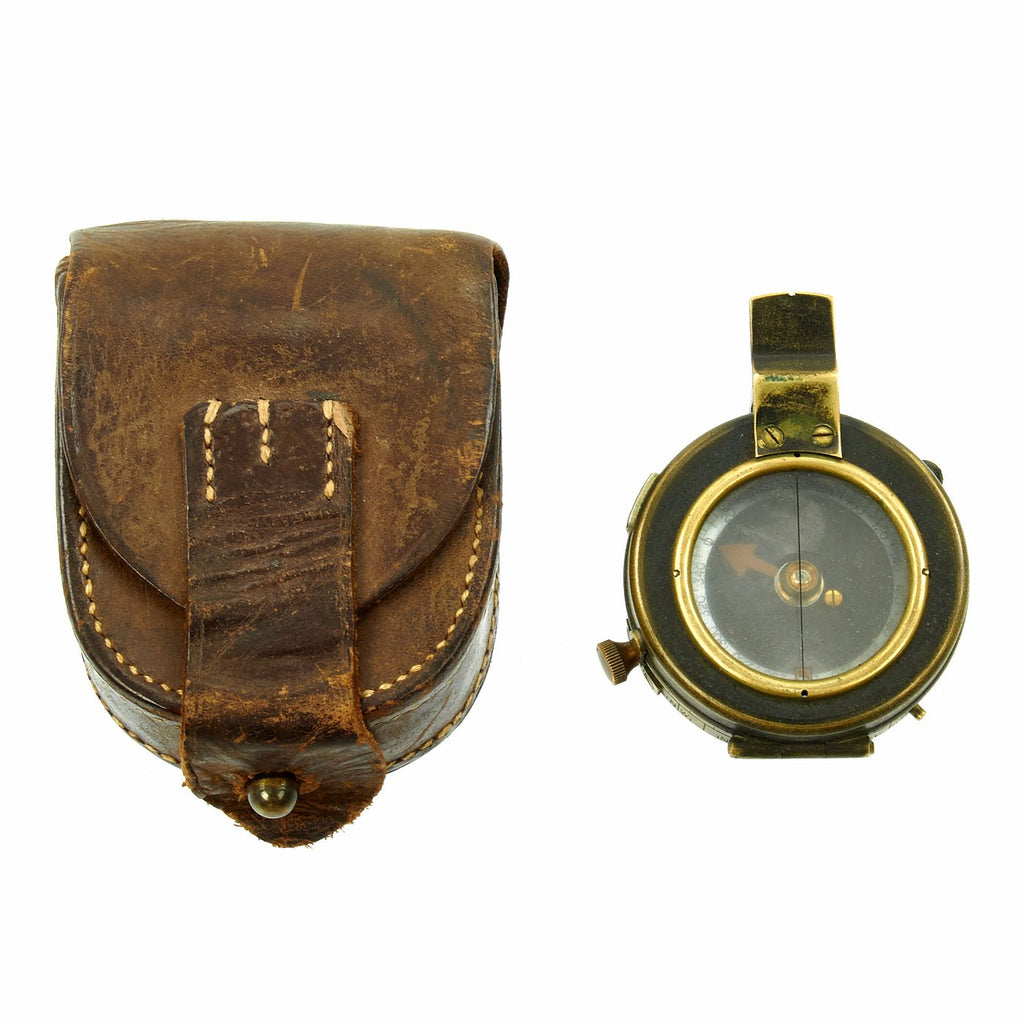Original U.S. - Issued British WWI Verner's Pattern VIII Prismatic Compass in Carrier - dated 1918 Original Items