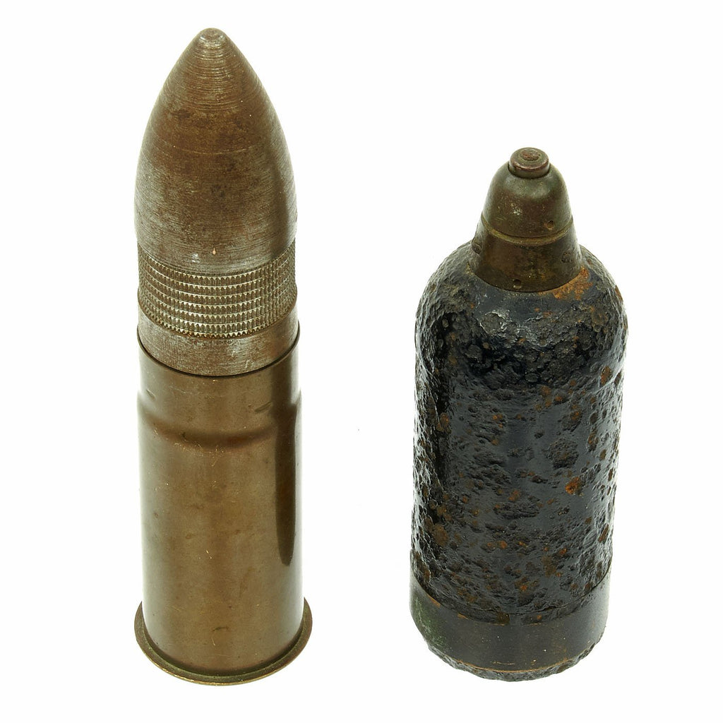 Original Japanese WWII Philippine Invasion Inert Ordnance Set - 1942 dated Mortar Round and 37mm Shell Original Items