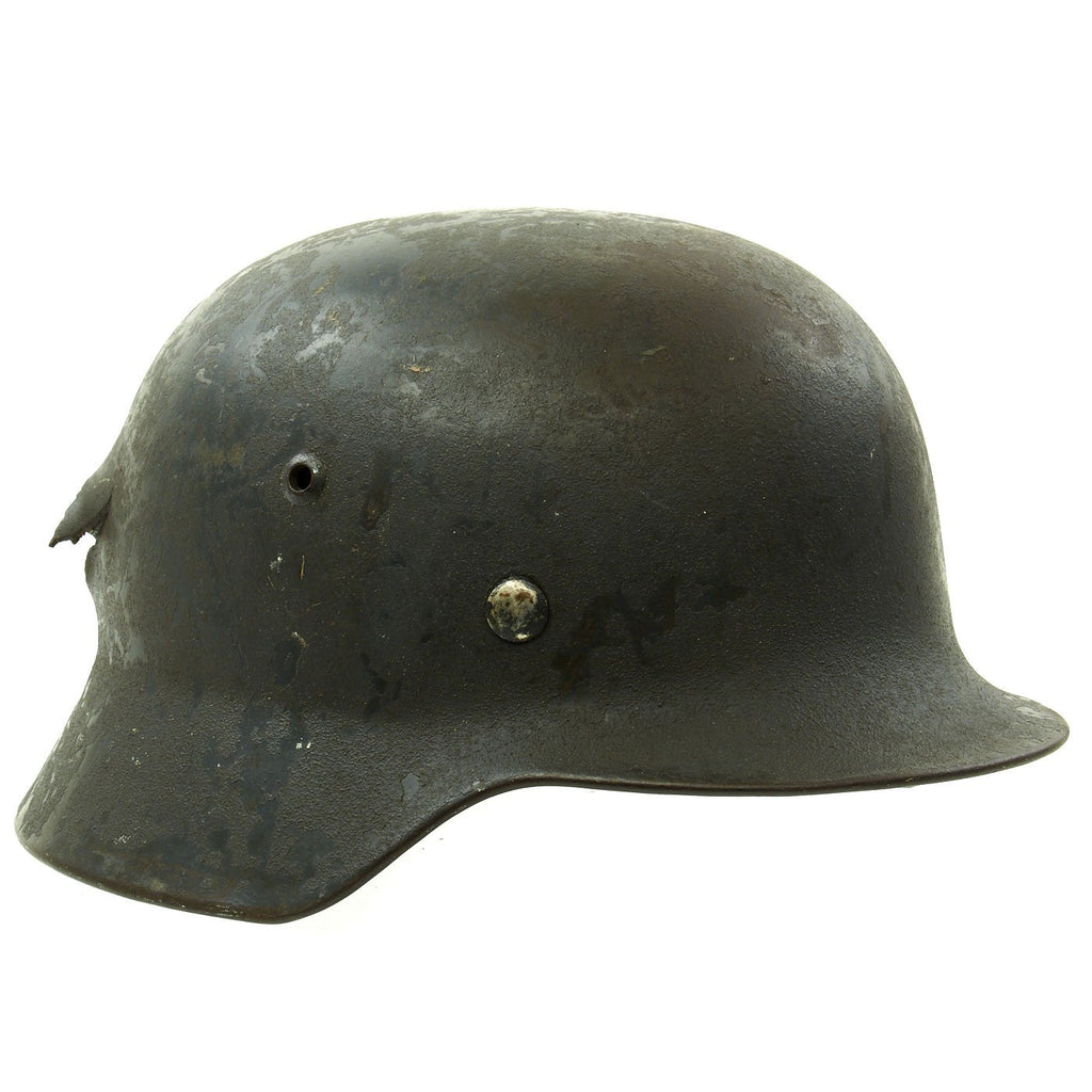 Original German WWII M35 KIA Shot Through Single Decal Luftwaffe Helmet - Marked ET64 Original Items