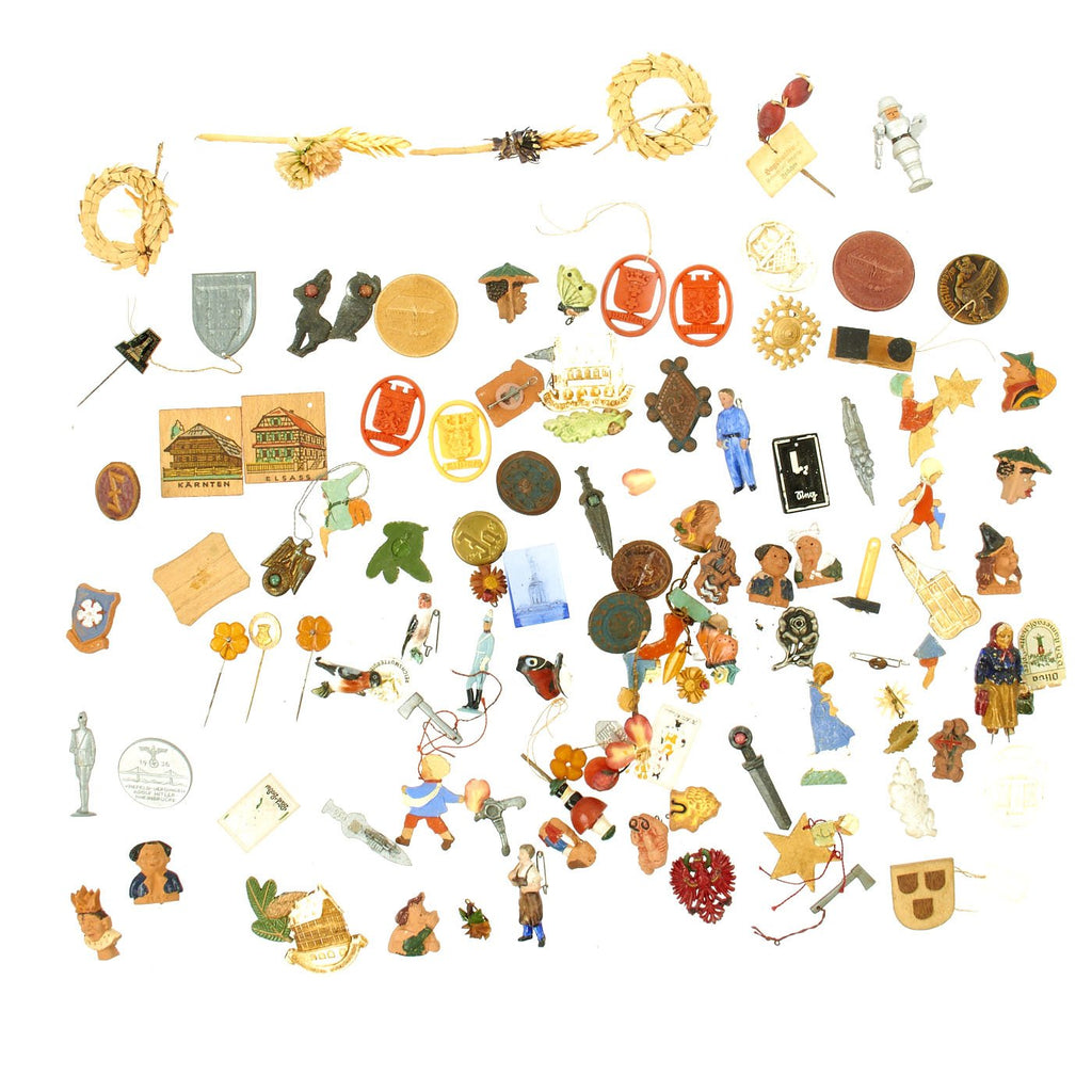 Original German WWII Tinnie Pin and Collectible Pins - Set of 100 Original Items