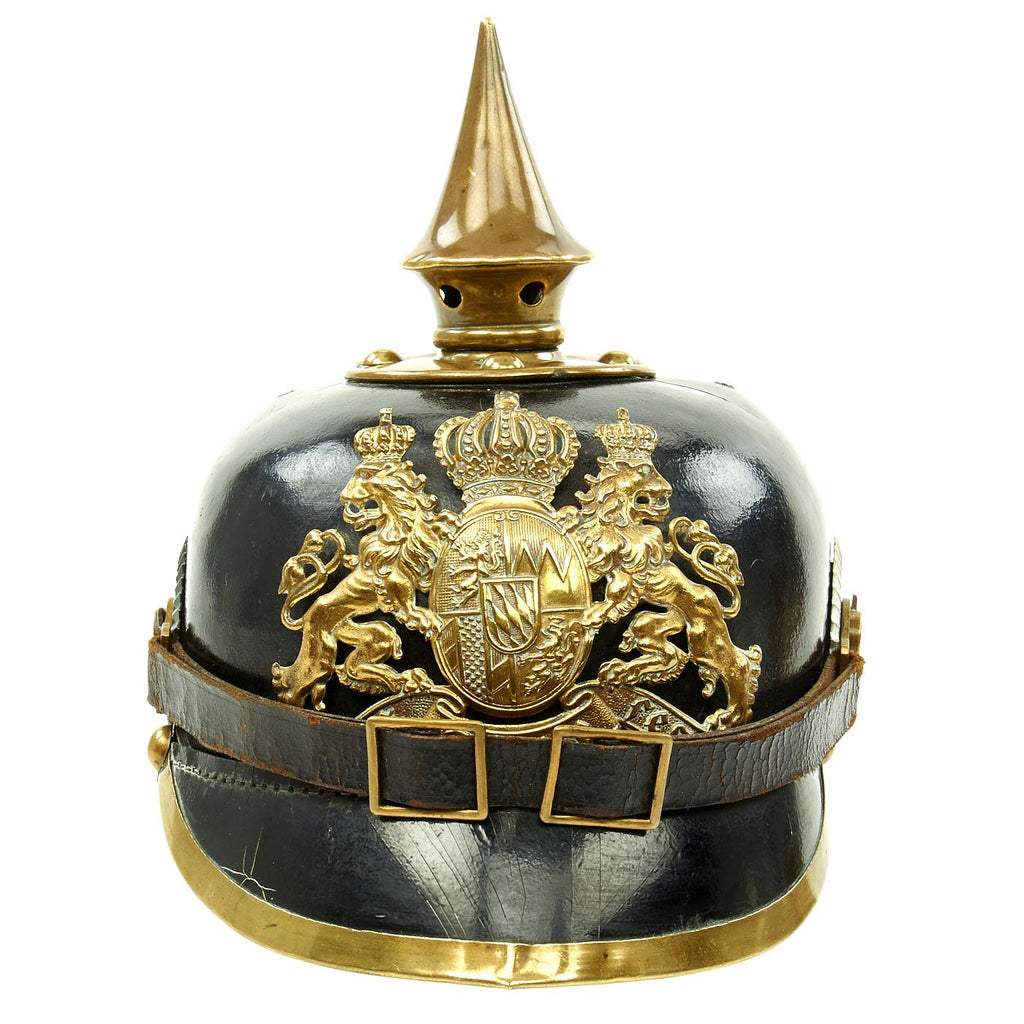 Original German WWI Bavarian Transitional Model 1896 Line Infantry Pickelhaube Helmet - Maker Marked Original Items