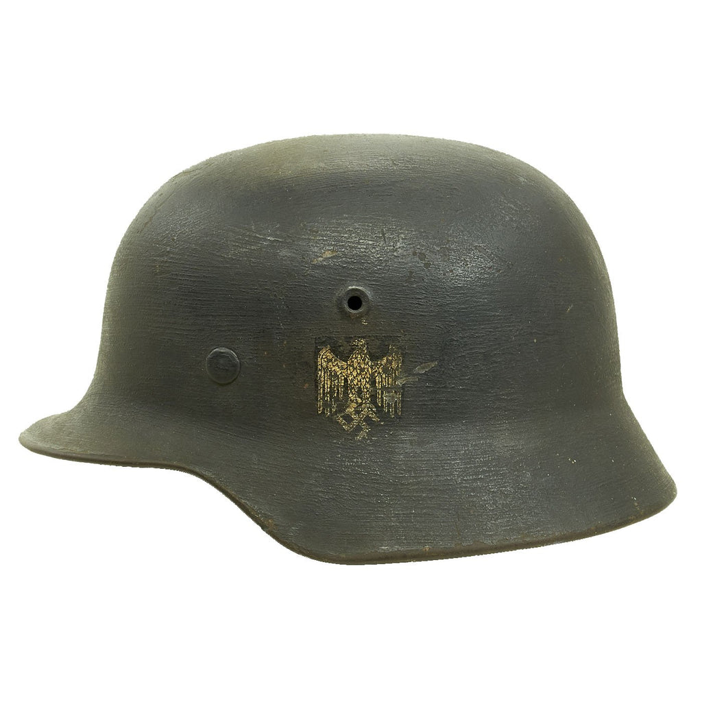 Original German WWII Named M40 Single Decal Army Heer Helmet with 56cm Liner - ET64 Original Items