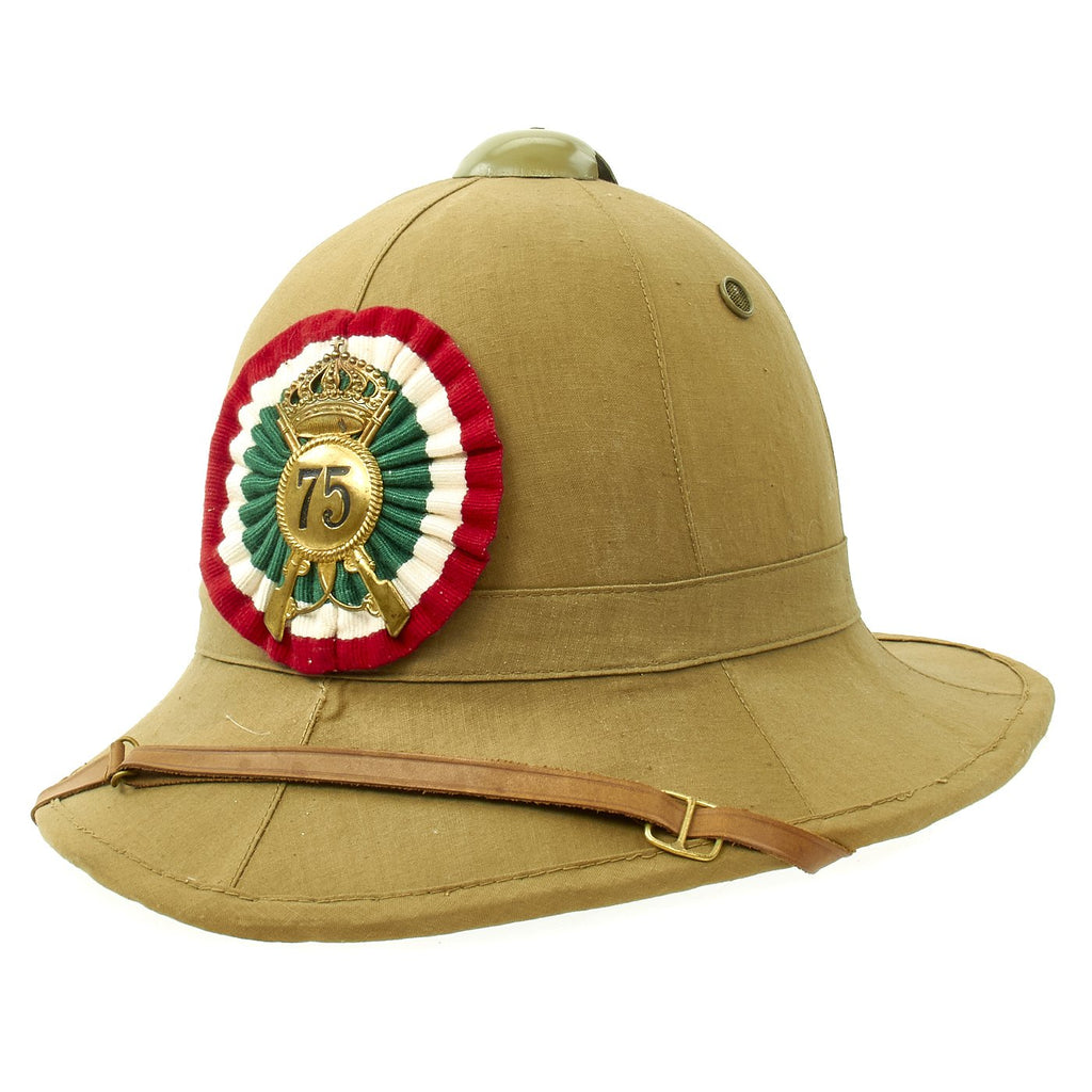 Original Italian WWII North African Campaign M1928 Tropical Sun Pith Helmet - 75th Infantry Regiment Napoli Original Items
