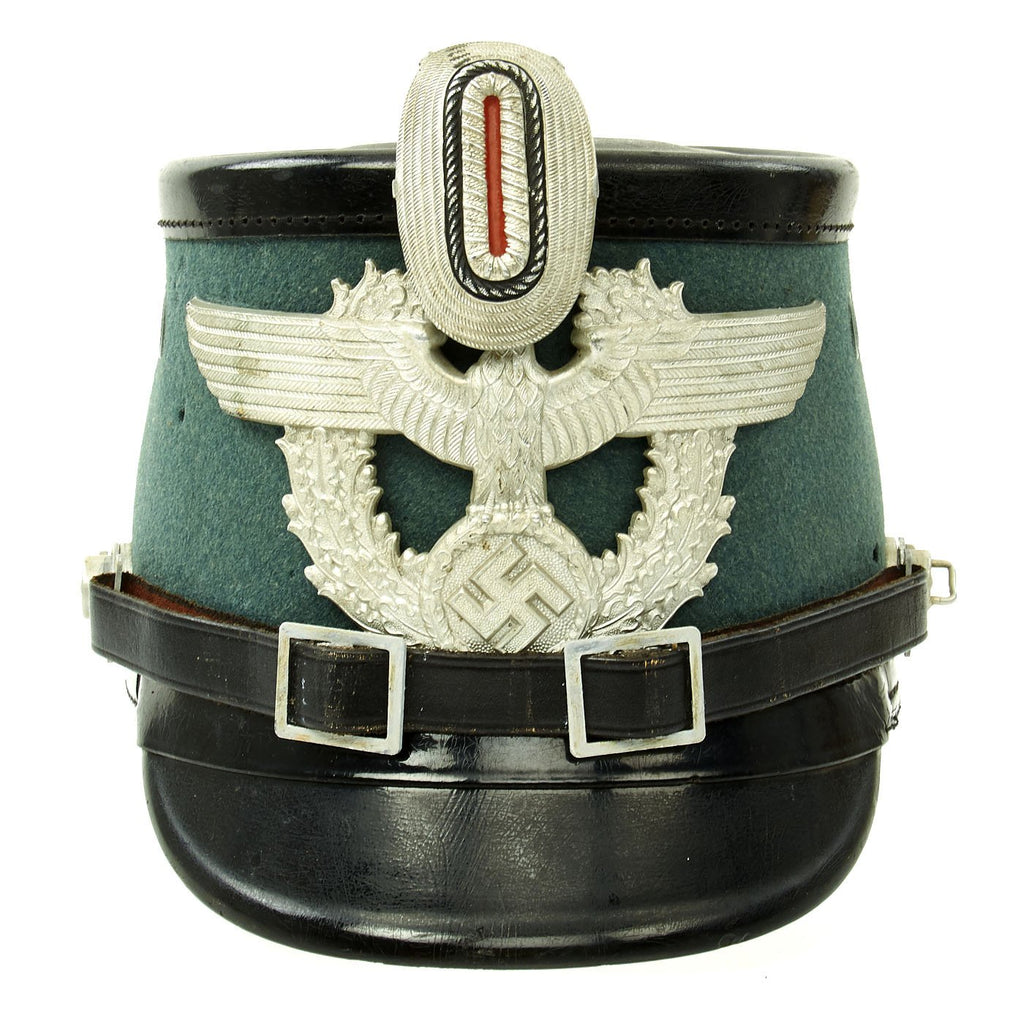 Original German WWII Late Pattern Metropolitan Police Shako by EREL - Size 59 1/2 Original Items