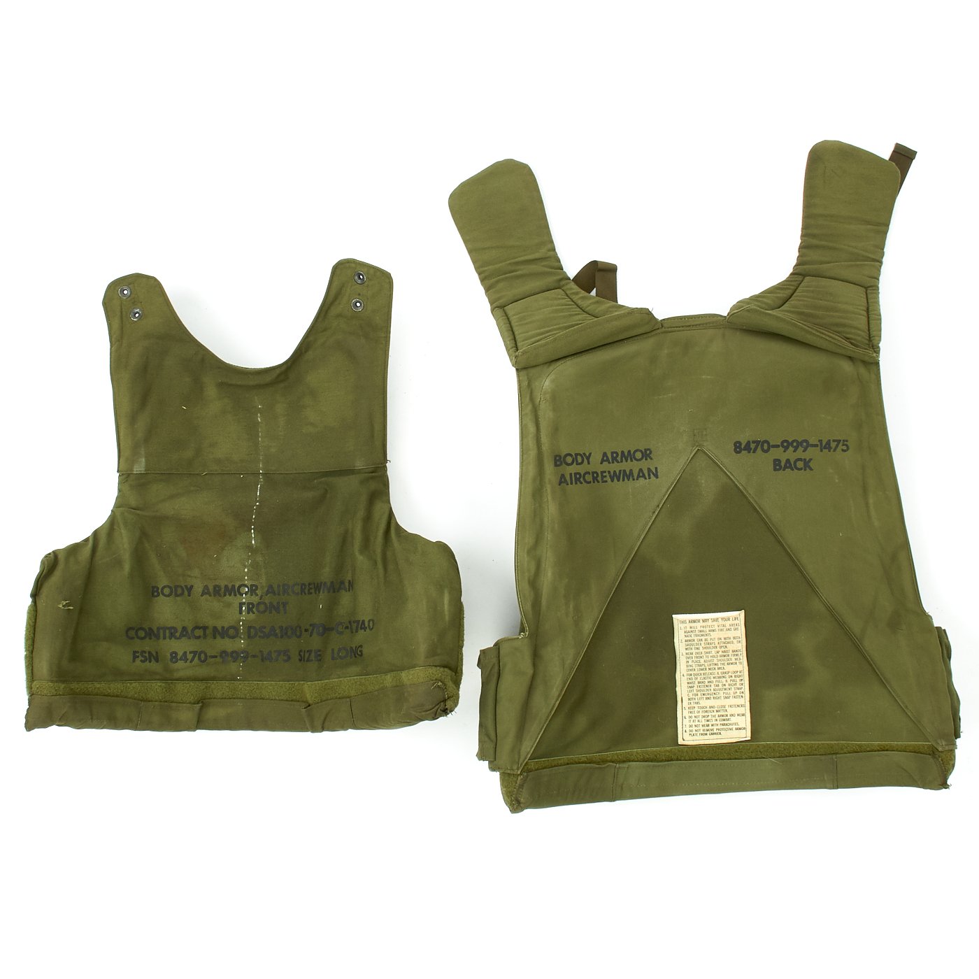 Original U.S. Vietnam War M69 Flak Vest Body Armor by Hunter Outdoor ...