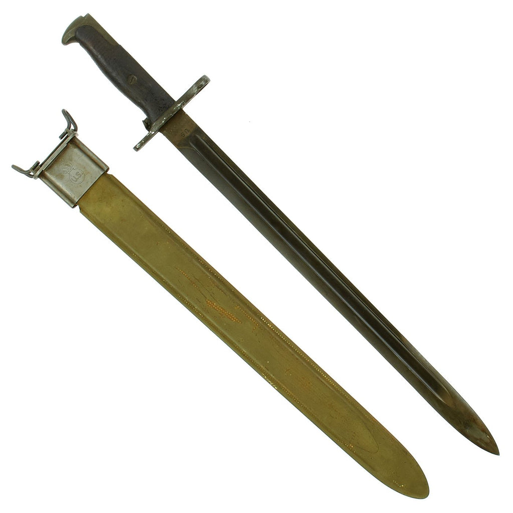 Original U.S. Pre-WWII M1905 Springfield 16" Rifle Bayonet marked S.A. with M3 Scabbard - dated 1919 Original Items