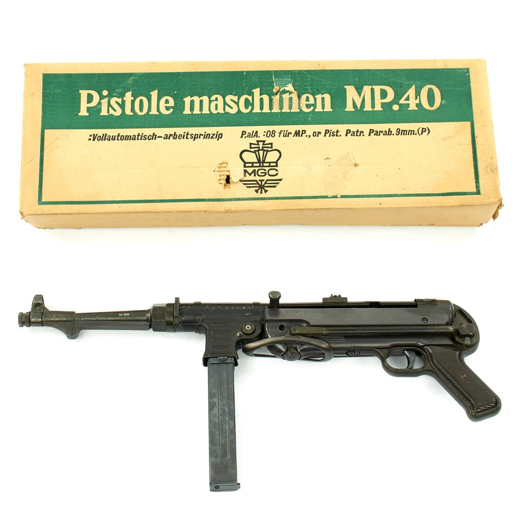 Original German WWII Replica MP 40 Cap Plug Firing Submachine Gun by MGC Japan with Box Original Items