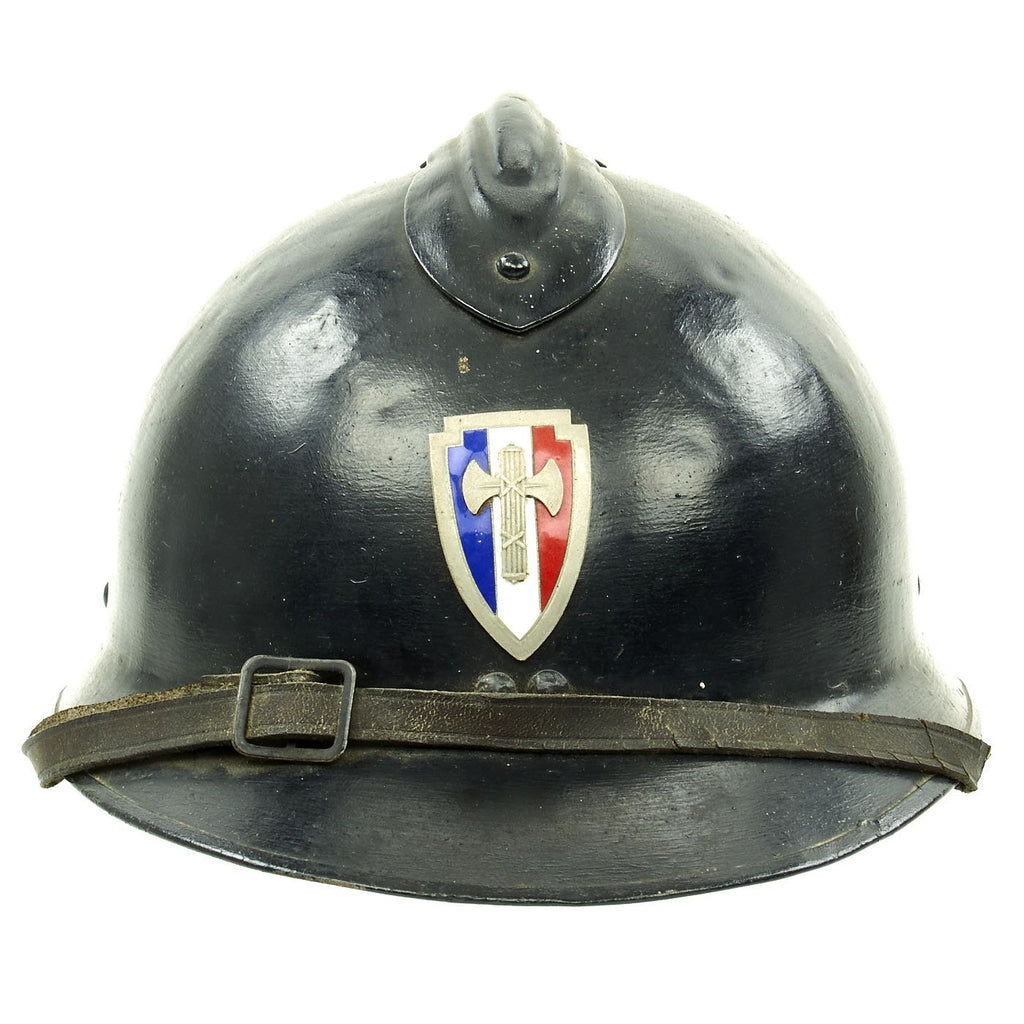 Original French WWII Fascist Vichy France Model 1926 Adrian Helmet with Badge Original Items