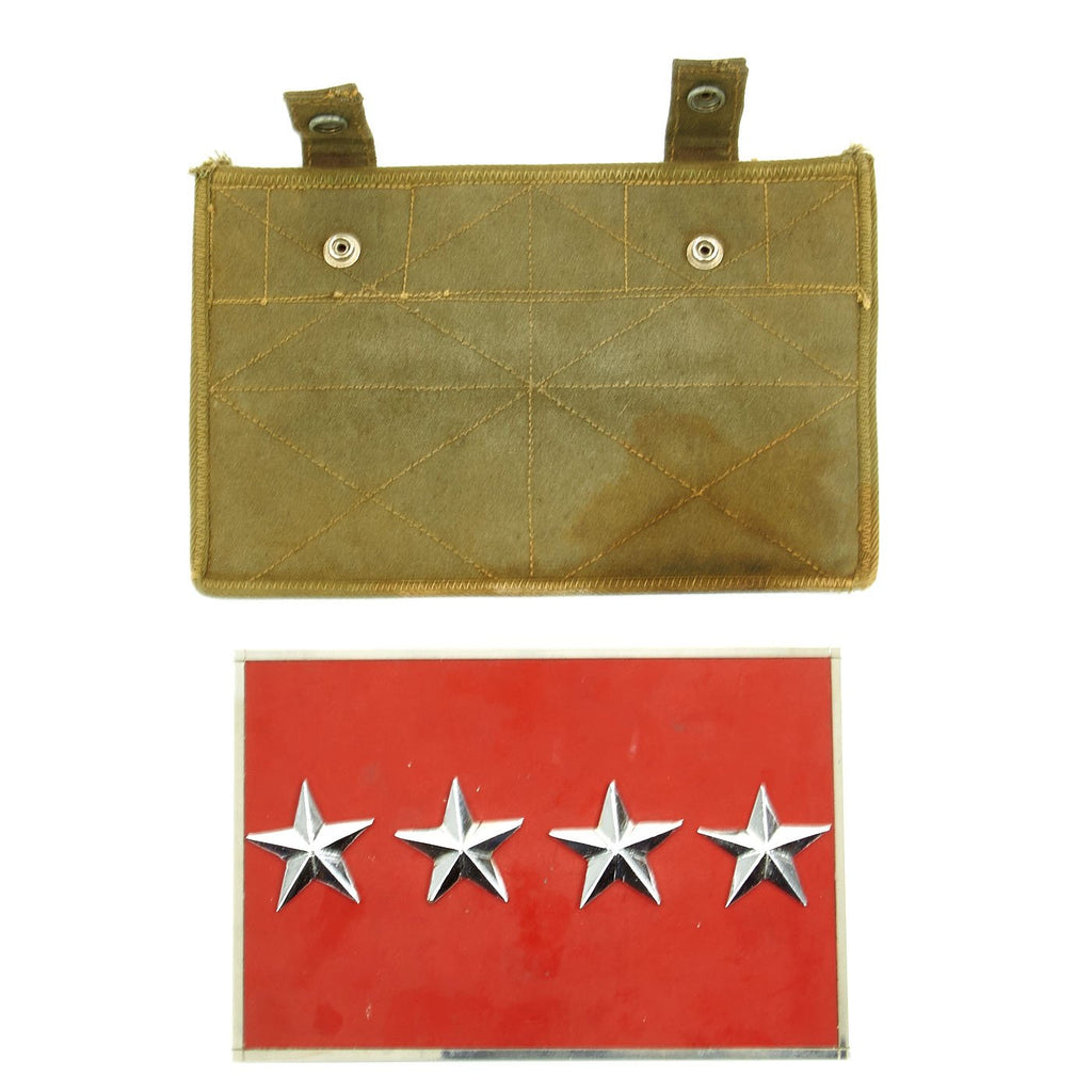 Original U.S. WWII Army Korea / Vietnam Era Four Star General Military Vehicle Identification Plate in Carrier Original Items