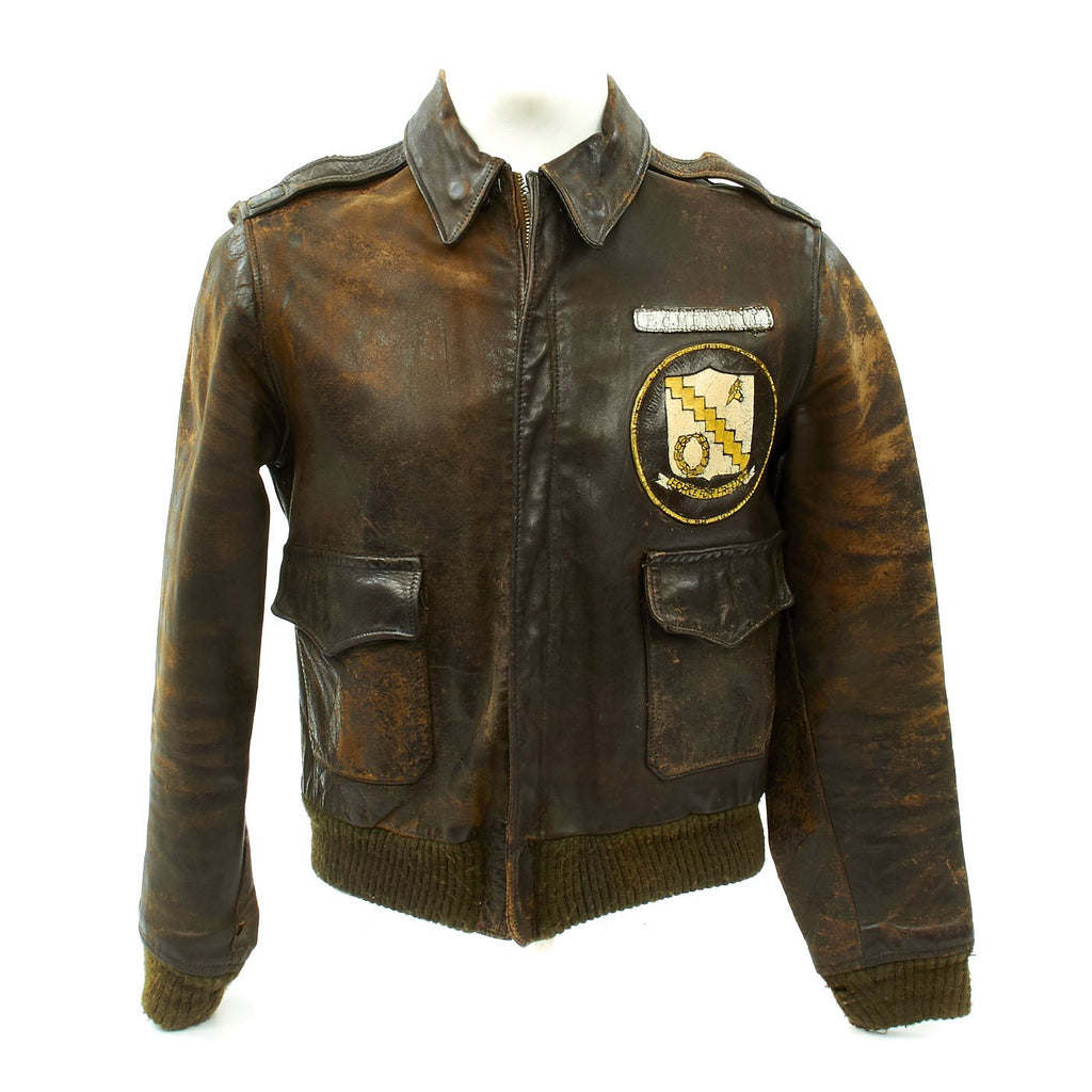 Original U.S. WWII B-24 Liberator 98th Bombardment Group Named Pilot A-2 Flight Jacket - Lt. Col Robert C. Mennell Original Items