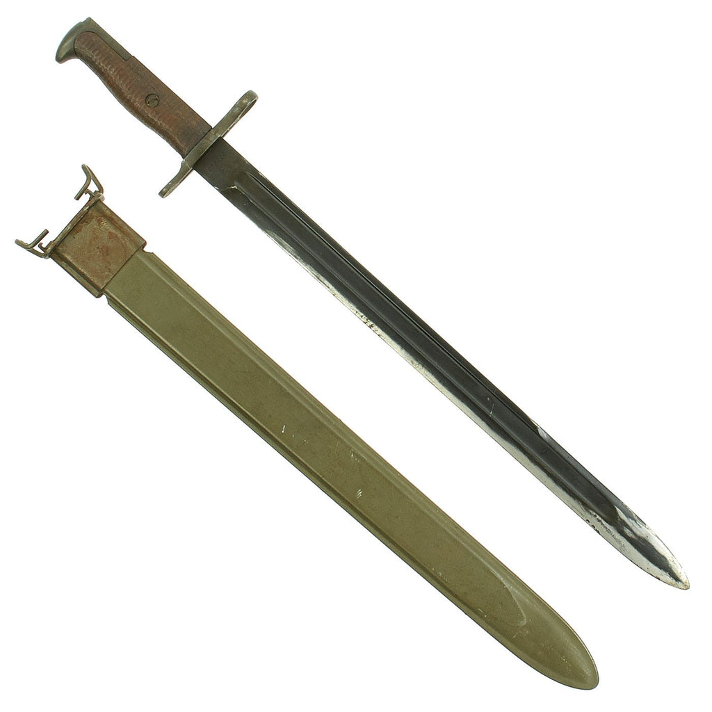 Original U.S. Pre-WWI M1905 Springfield 16" Rifle Bayonet marked S.A. with M3 Scabbard - dated 1909 Original Items