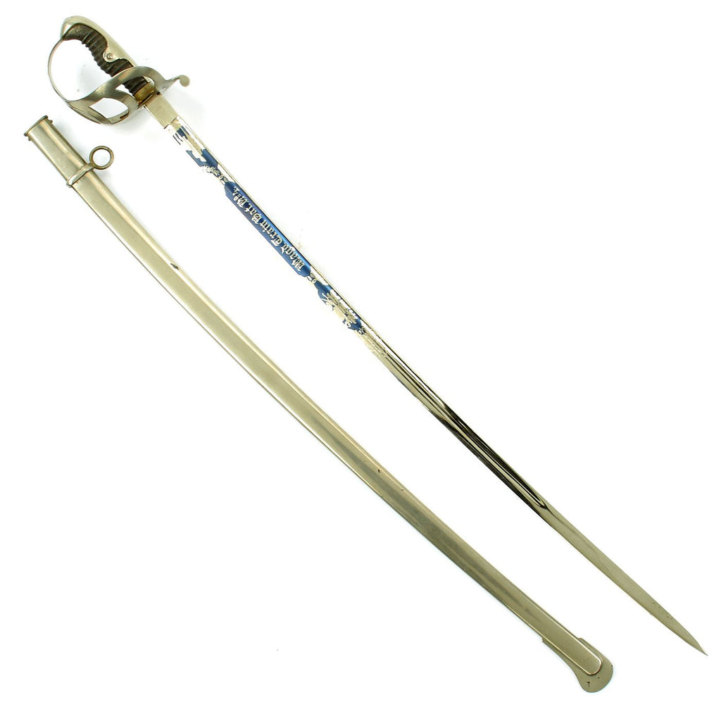 Original Imperial German WWI Triple Etch Blue Panel M1852 Presentation Sword for Magdeburg Train Bat. No.4 by WKC Original Items