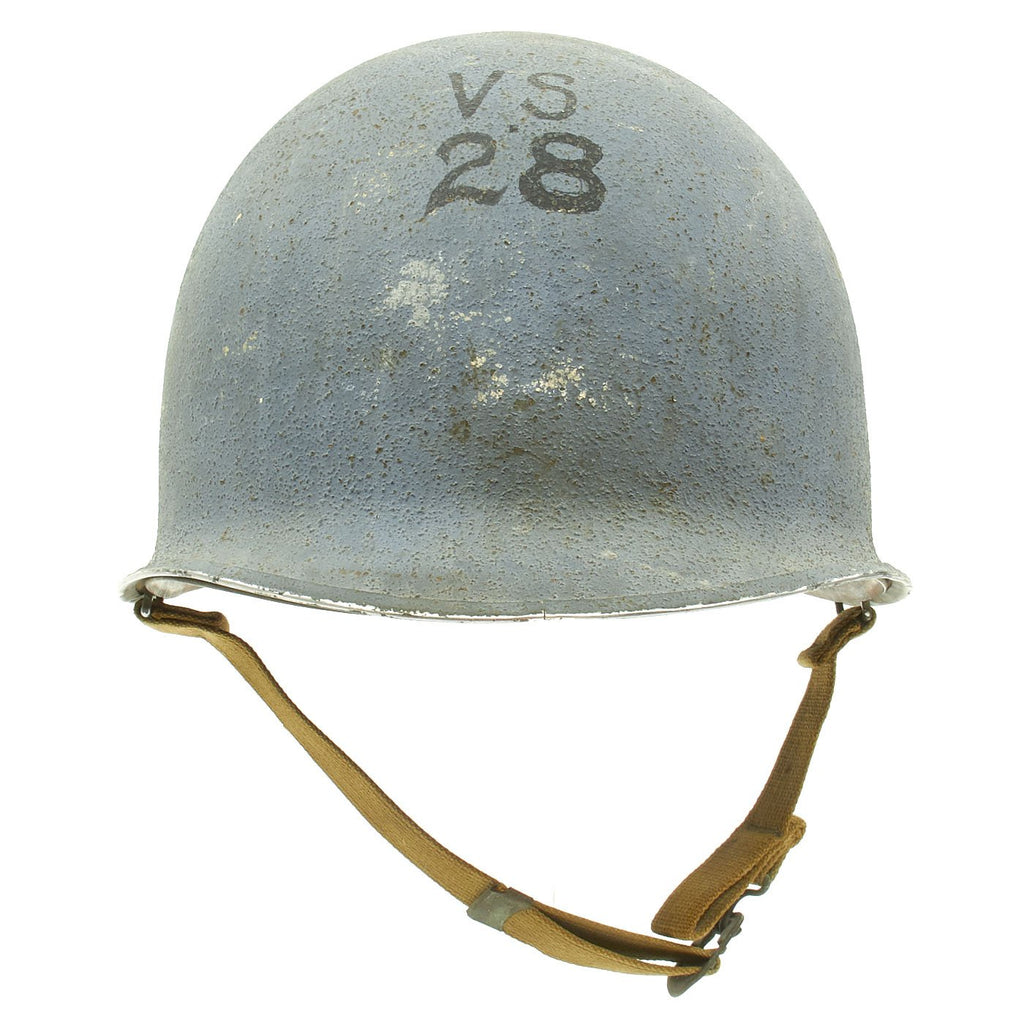 Original U.S. WWII Air Anti-submarine Squadron 28 (VS-28) M1 Fixed Bale Helmet Original Items