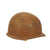 Original U.S. WWII Early 1942 M1 McCord Front Seam Fixed Bale Helmet With Painted Captain Bars and Rare Camouflage Paint Original Items