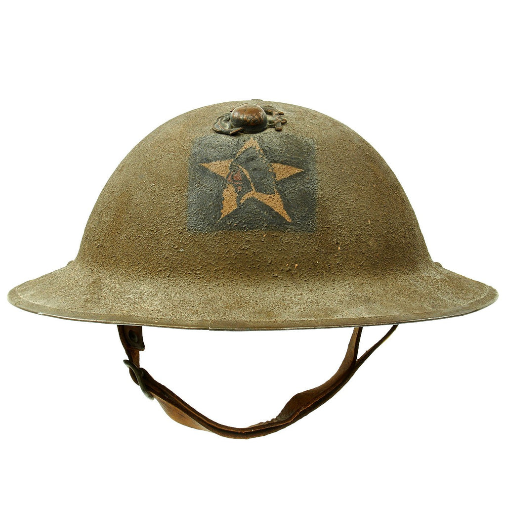 Original WWI U.S. Marine Corps 3rd Battalion 5th Marines M1917 Doughboy Helmet with Textured Paint - 2nd Division Original Items