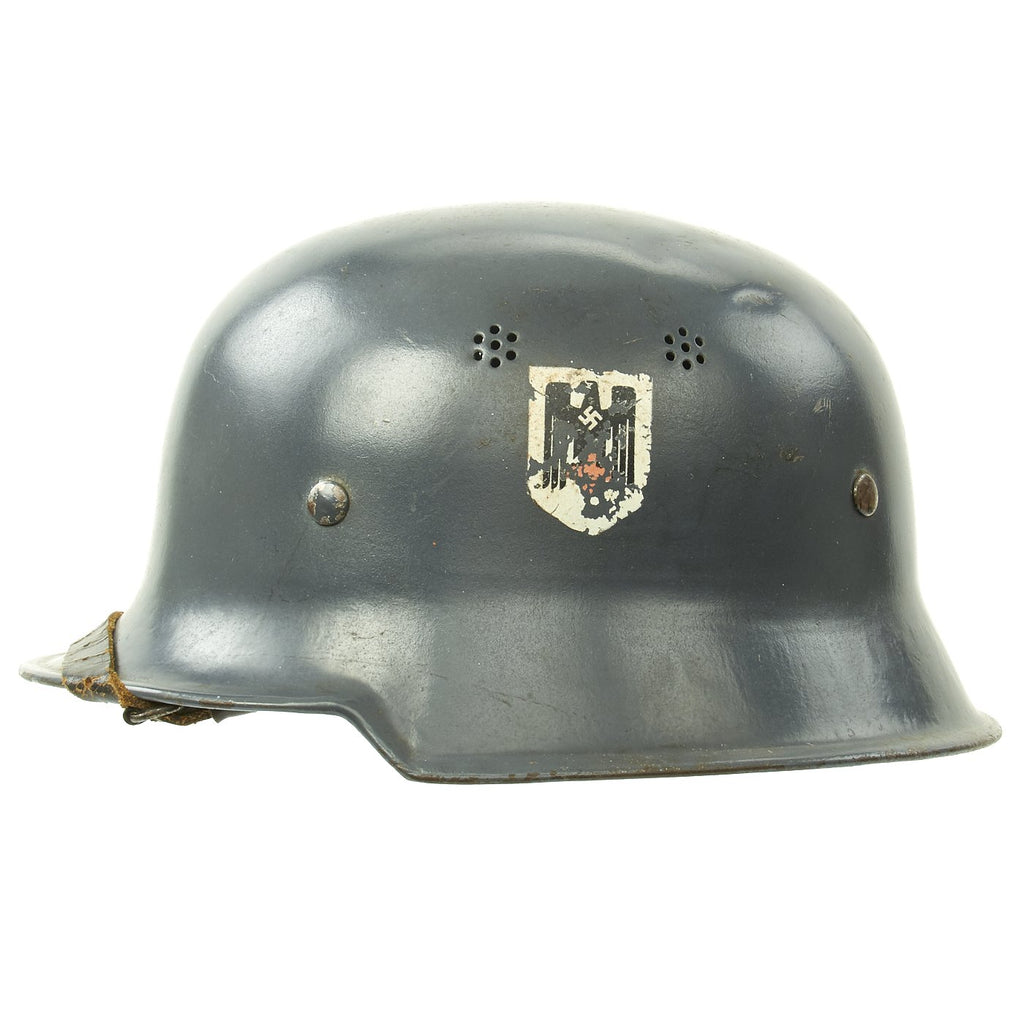 Original German WWII M34 Civic Square Dip DRK Red Cross Steel Helmet - Deutsches Rotes Kreuz Original Items
