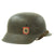 Original German WWII Double Decal NSDAP Civic Police M42 Steel Combat Helmet - marked EF64 Original Items