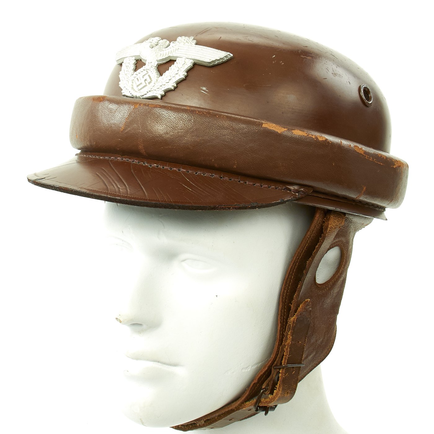 Original German WWII Rural Police Motorcycle Crash Helmet by EREL