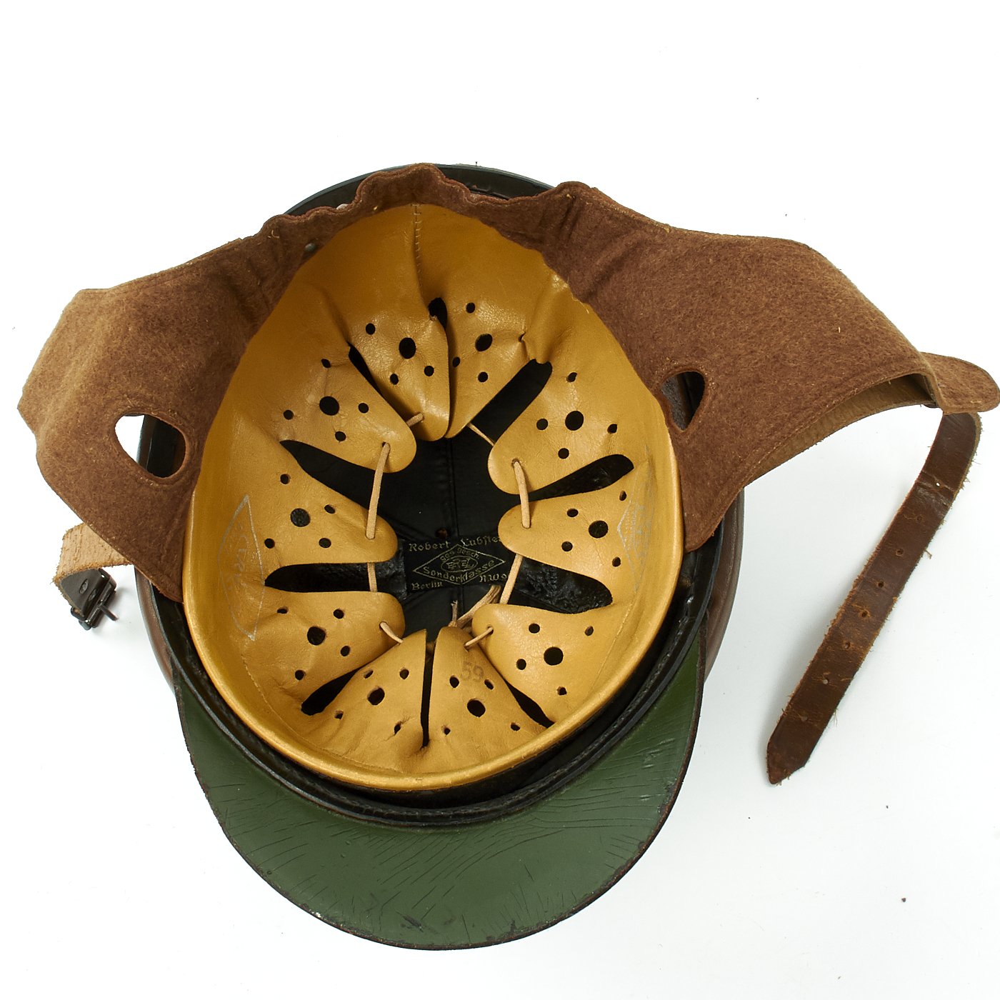 gold hitler motorcycle helmet Original German WWII Rural Police Motorcycle Crash Helmet by EREL