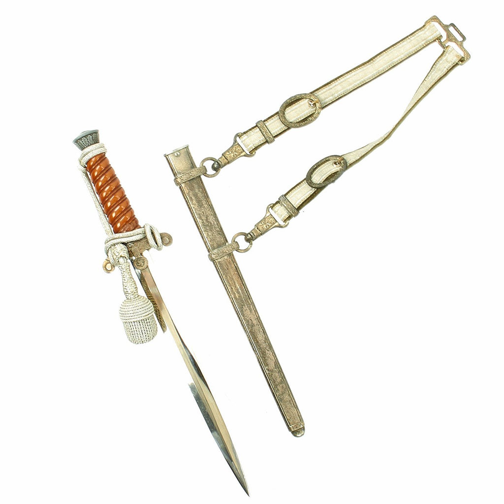 Original WWII German Army Heer Officer Dagger by Paul Weyersberg with Belt Hanger and Portepee Original Items