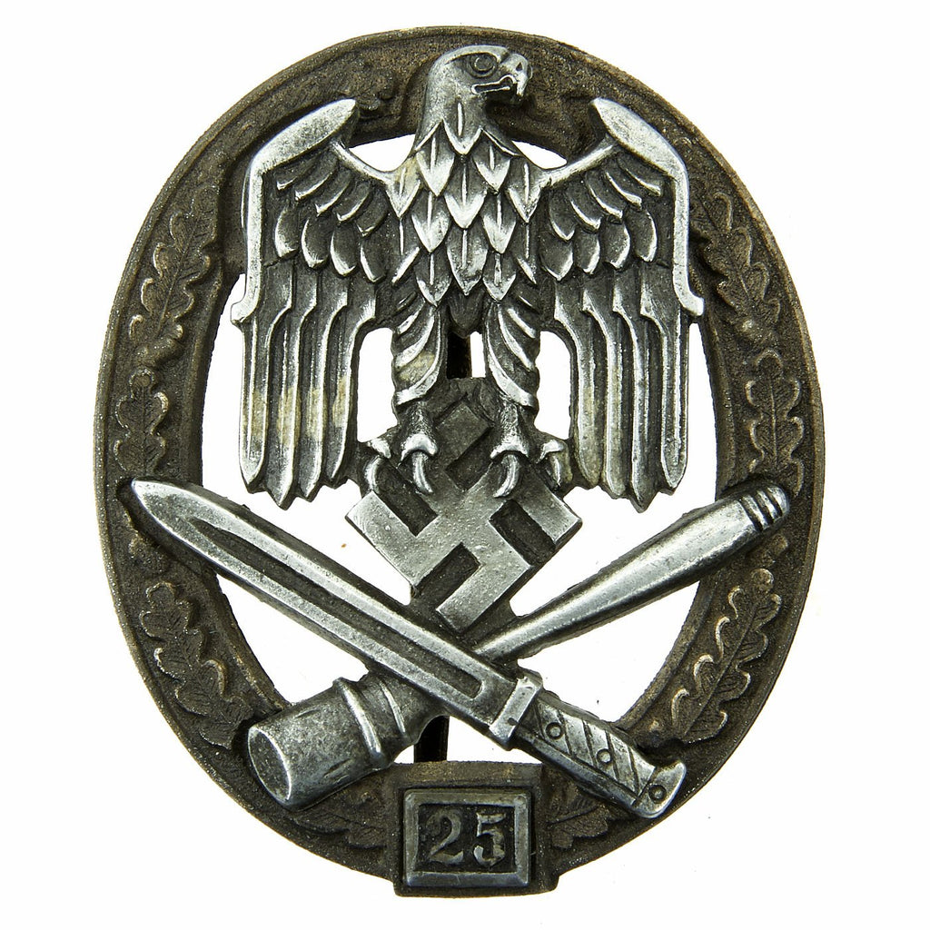 Original German WWII 25 Engagement General Assault Badge by Rudolf Karneth & Söhne Original Items