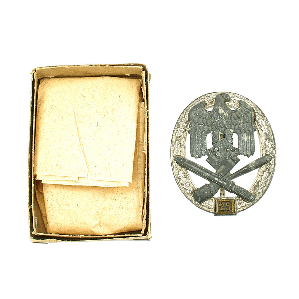 Original German WWII 25 Engagement General Assault Badge by Josef Feix & Söhne in Original Box Original Items