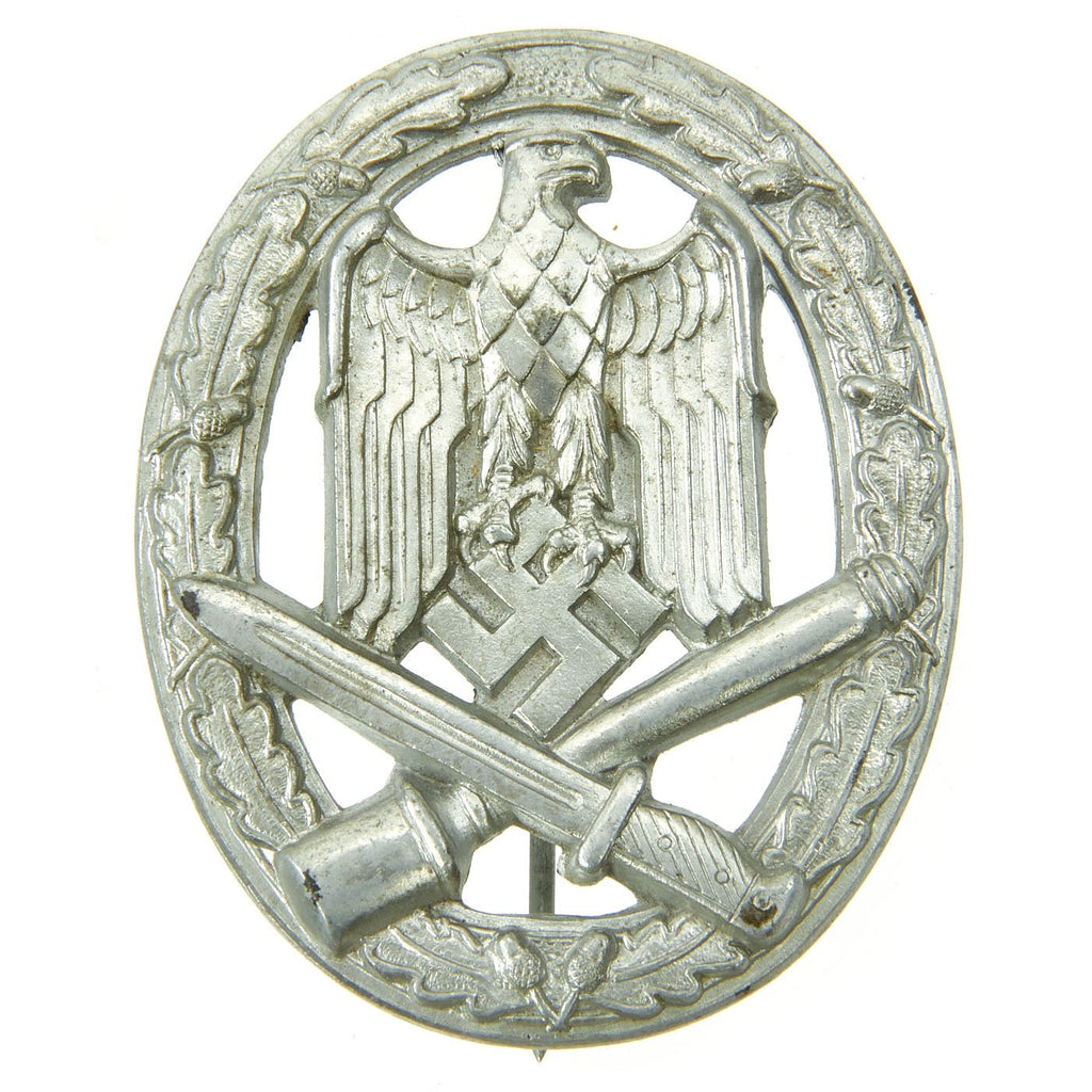 Original German WWII Silver Grade General Assault Badge - Hollow Back Style Original Items