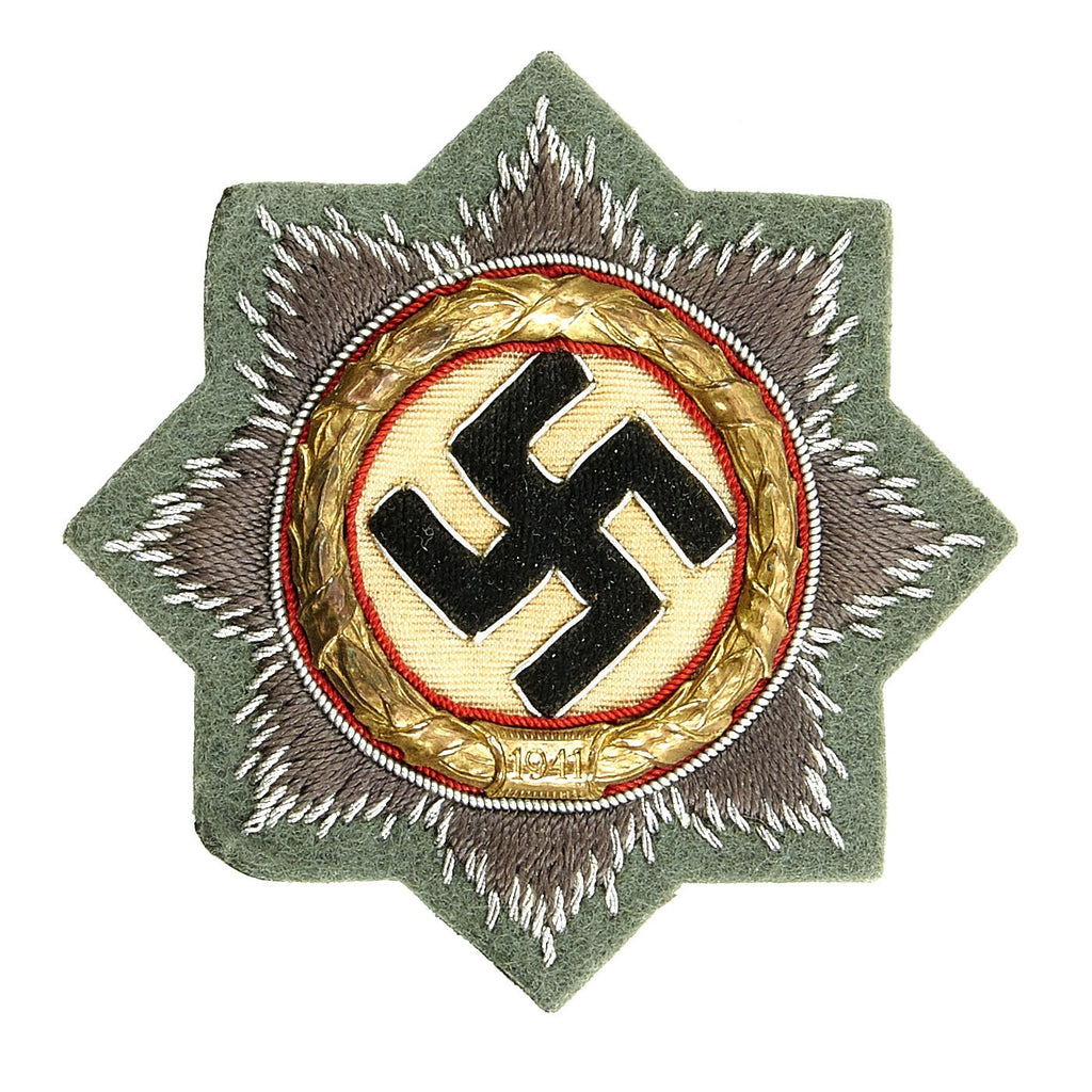Original German WWII Heer Gold 1941 German Cross Award Embroidered Cloth Badge - Unissued Original Items