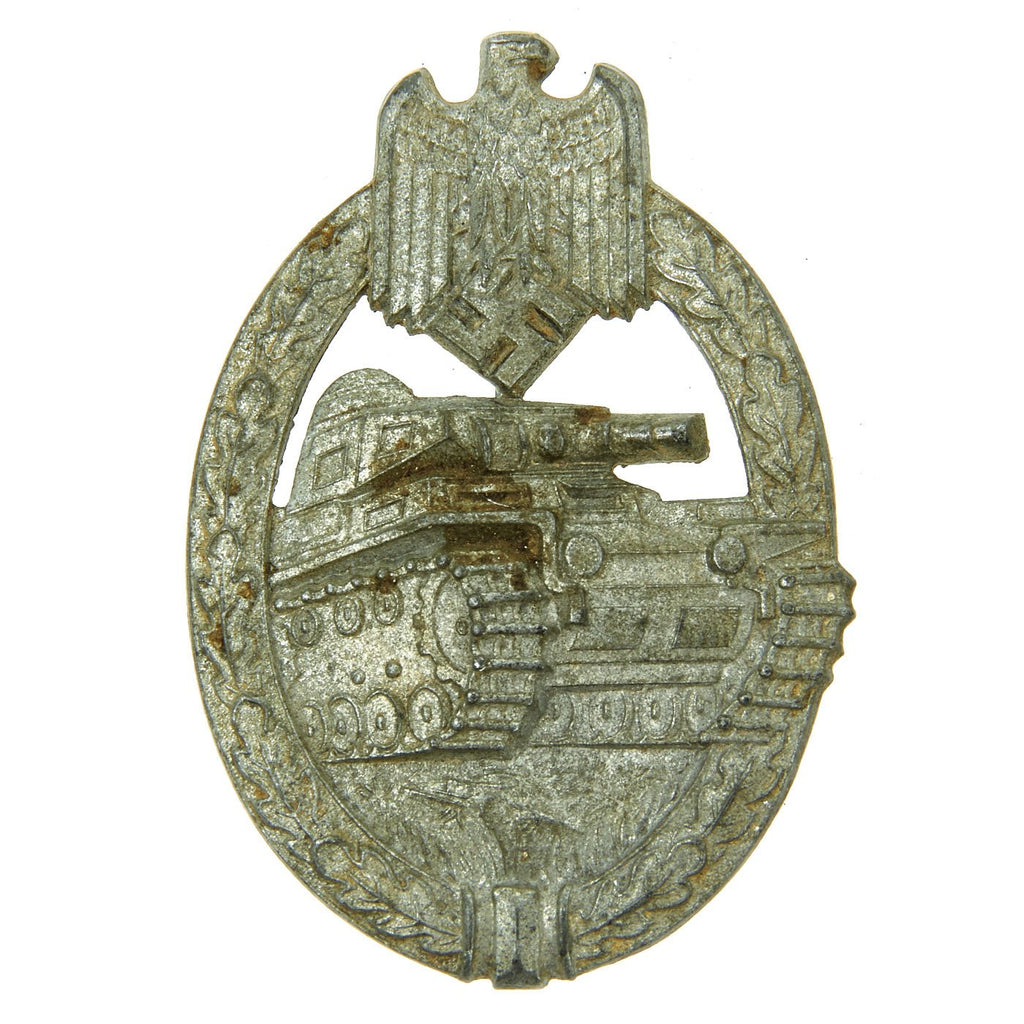 Original German WWII Silver Grade Panzer Assault Tank Badge by Hermann Aurich - Solid Version Original Items