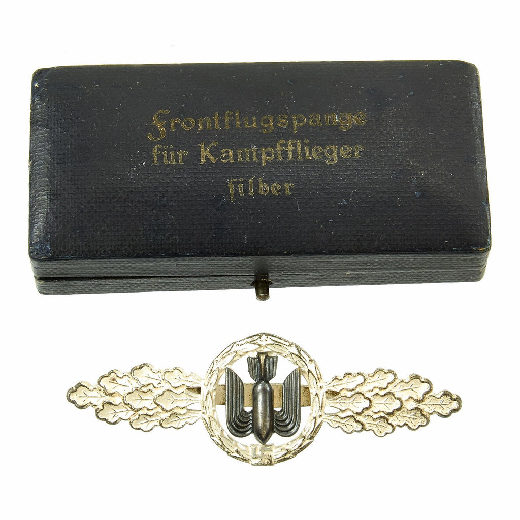 Original German WWII Cased Luftwaffe Silver Grade Front Flying Clasp for Bombers by G.H. Osang Original Items