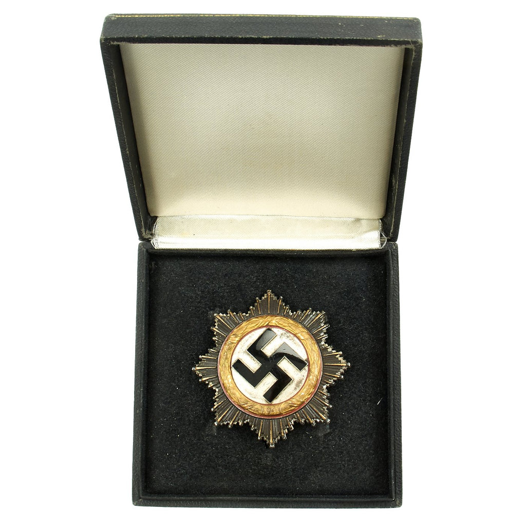 Original German WWII Cased Gold 1941 German Cross Award Metal Badge by C.F. Zimmerman Original Items