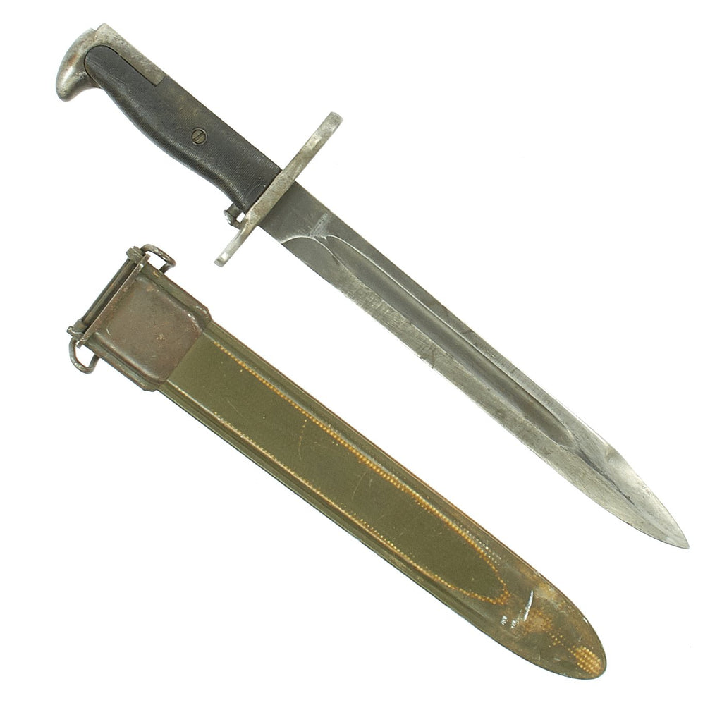 Original U.S. WWII M1 Garand 10 inch Bayonet by American Fork & Hoe with M7 Scabbard Original Items