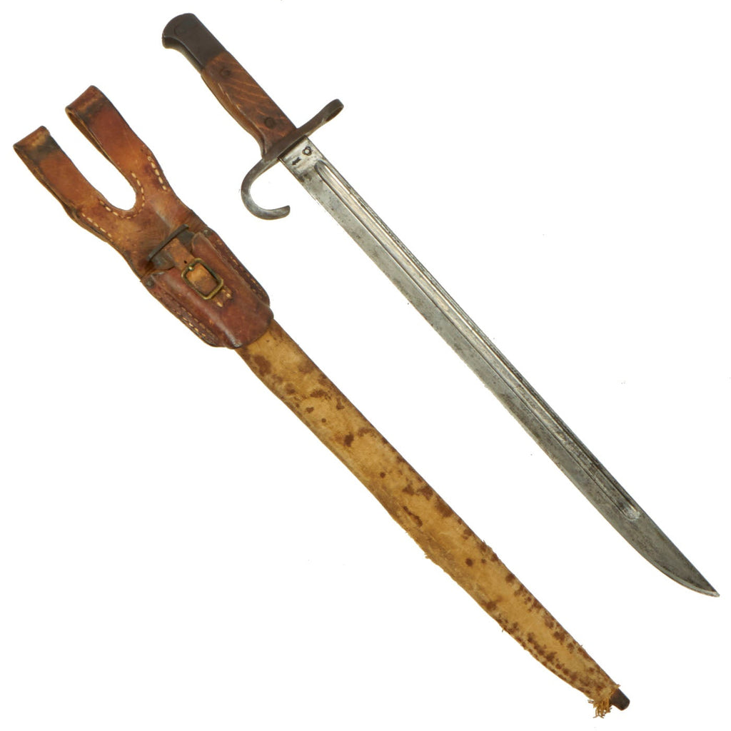 Original Japanese WWII Arisaka Type 30 Bayonet by Matsushita National Denki with Scabbard, Cover & Frog Original Items