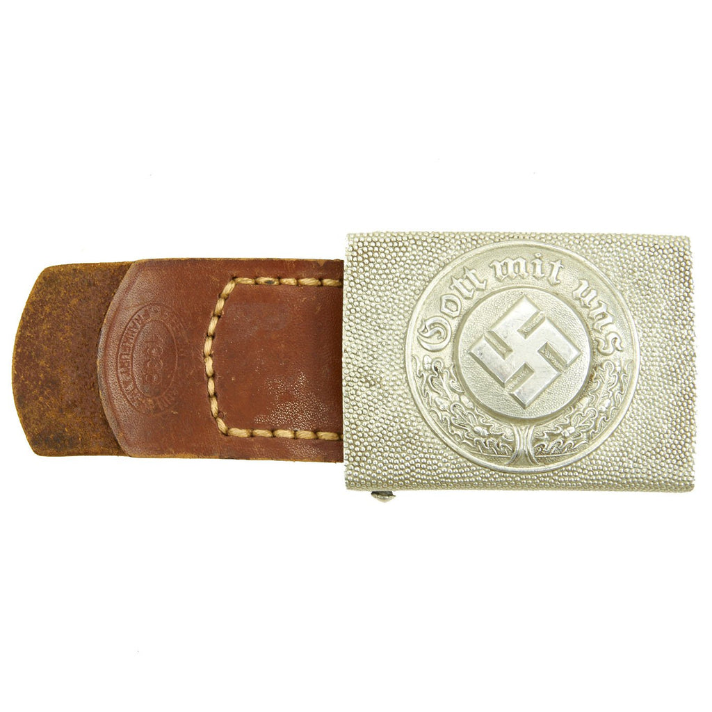 Original German WWII Pebbled Aluminum Police EM/NCO Belt Buckle by E. Ferd. Wiedmann - Dated 1938 Original Items
