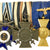 Original WWI / WWII German Medal Bar - 7 Medals Including Bavarian Military Merit Cross 1st Class with Swords Original Items