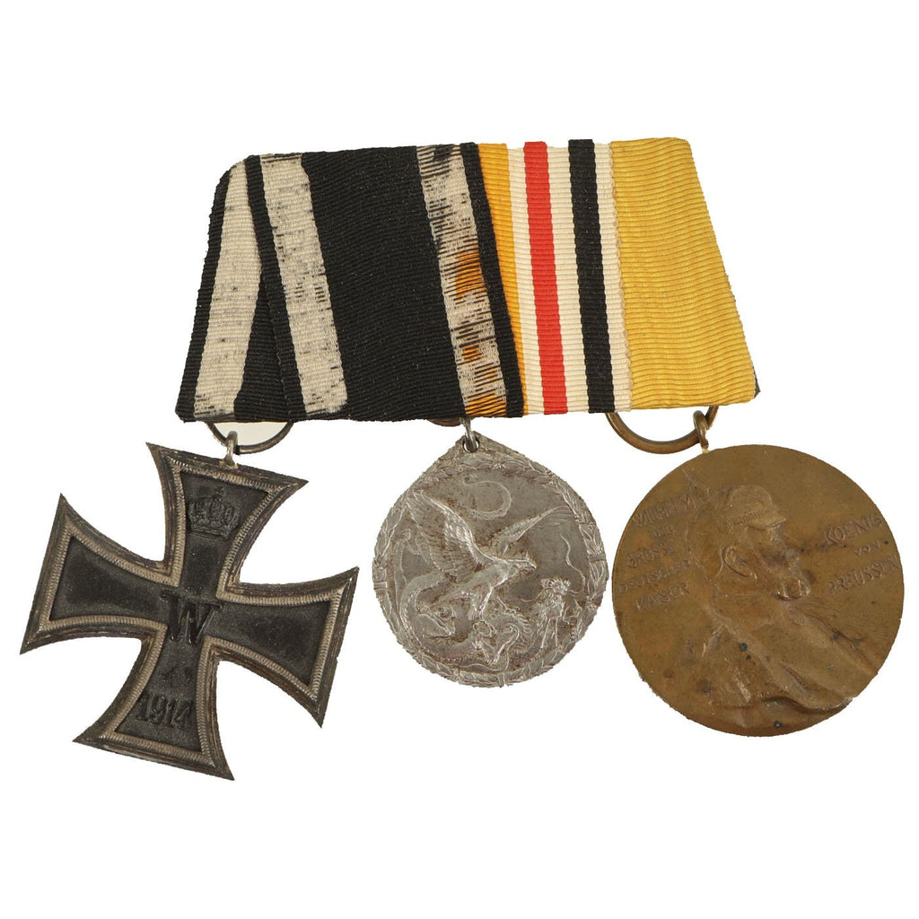 Original Imperial German WWI Era Medal Bar with EKII, China Commemorative Coin & Wilhelm Centenary Medal Original Items