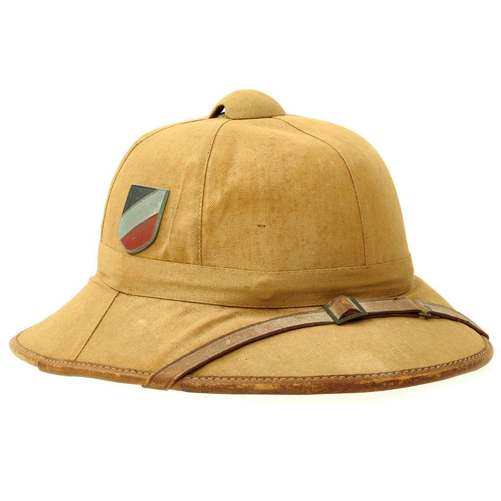 Original German WWII First Model DAK Afrikakorps Civic Police Sun Helmet with Badges - size 54 Original Items