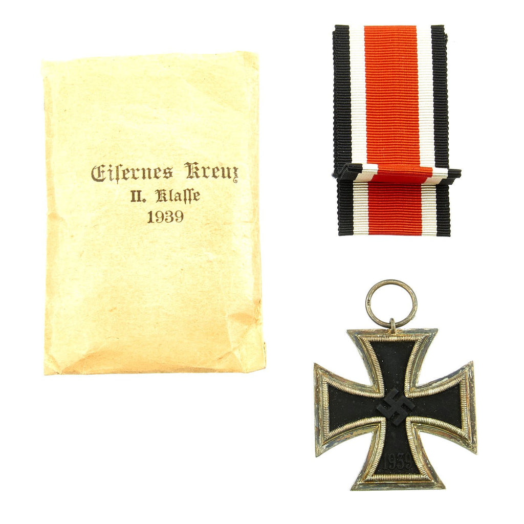 Original German WWII Wehrmacht Iron Cross 2nd Class 1939 with Ribbon in Paper Packet Original Items