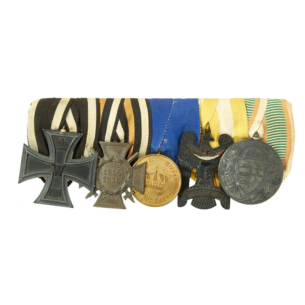 Original Imperial German WWI Era Medal Bar with EKII and Silesian Eagle - 5 Awards Original Items
