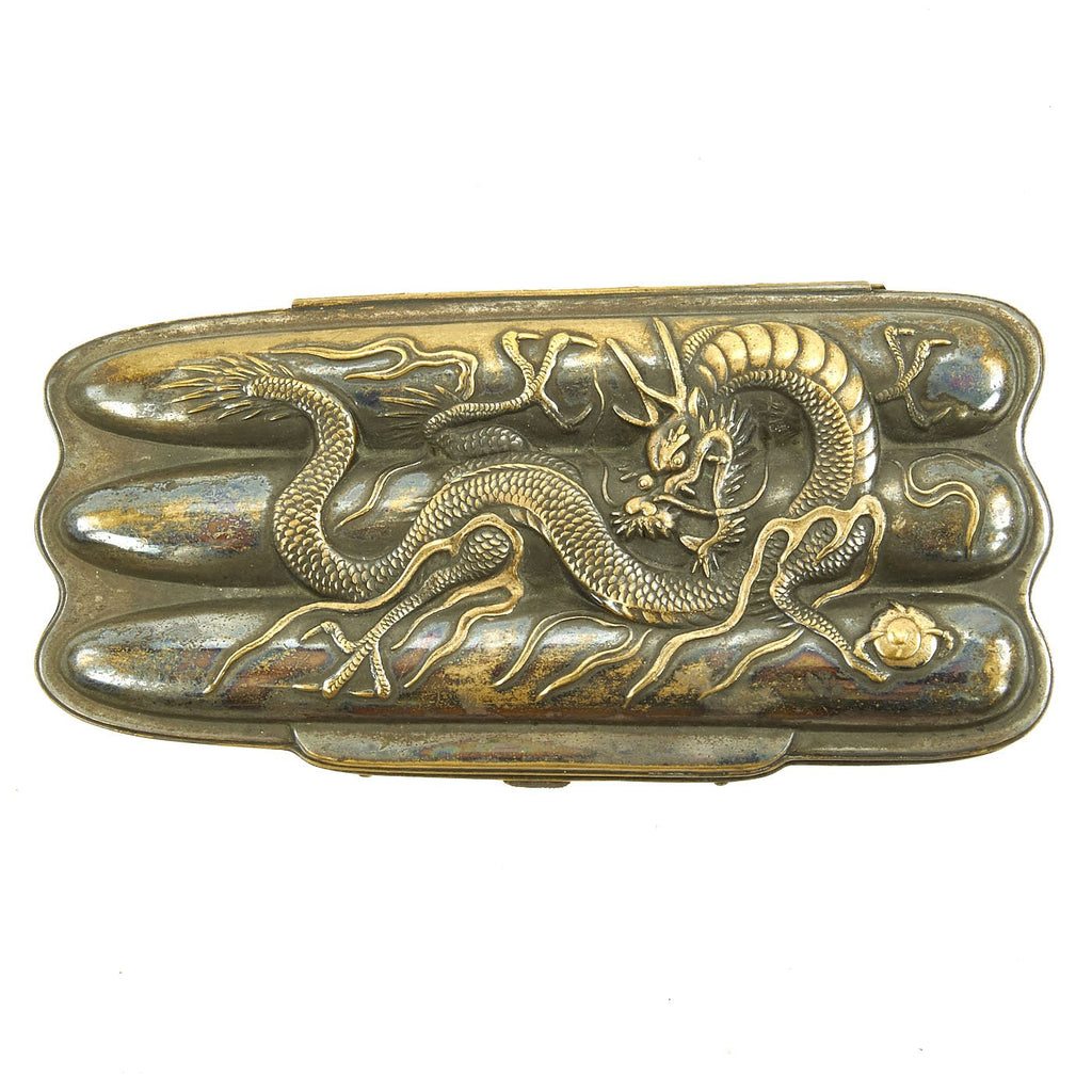 Original U.S. WWII Era China Marine Cigar Case with Dragon Motif Decoration Original Items
