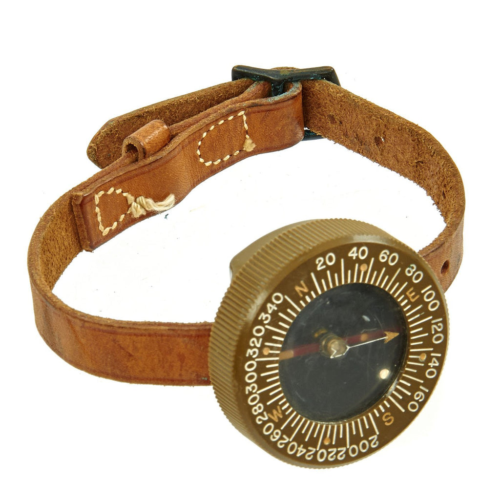 Original U.S. WWII Paratrooper Wrist Compass by Superior Magneto Corporation with Leather Wristband Original Items