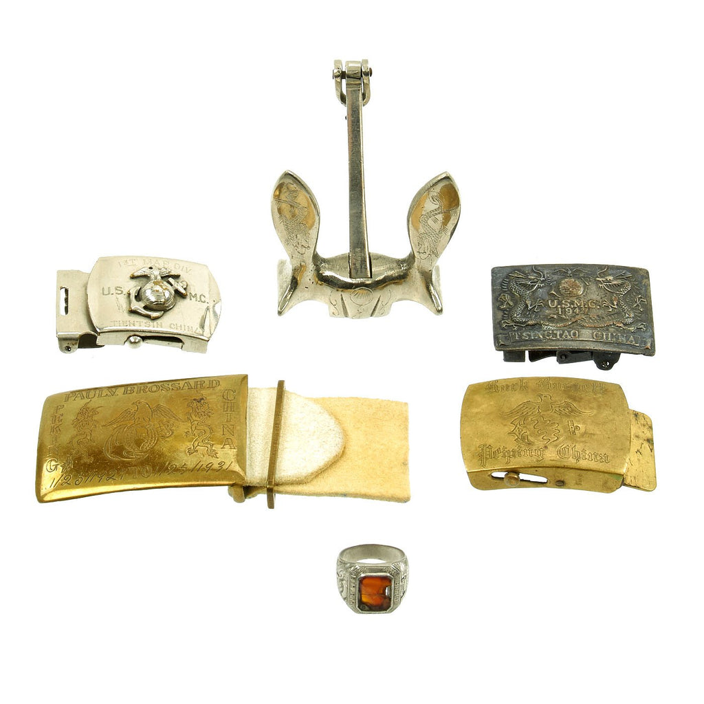 Original U.S. Pre-WWII China Marine Customized Belt Buckle and Souvenir Collection Original Items