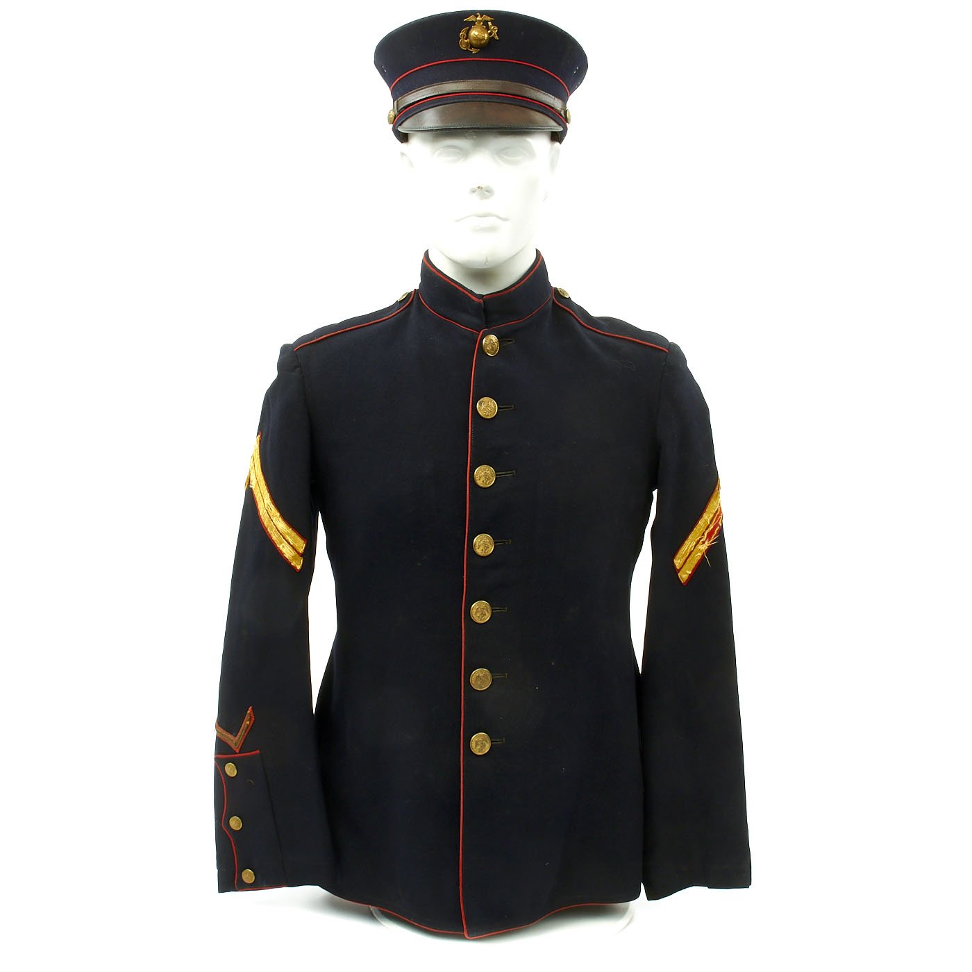 Original U.S. WWI USMC Dress Blues Corporal Uniform with Cap and Photo – International Military Antiques Original U.S. WWI USMC Dress Blues Corporal Uniform with Cap and Photo – International Military Antiques