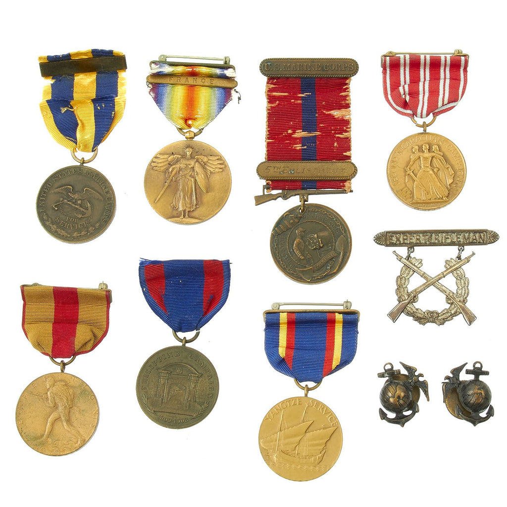 Original U.S. Spanish American War and WWI Named Marine Medal Grouping - John F. Evans Original Items