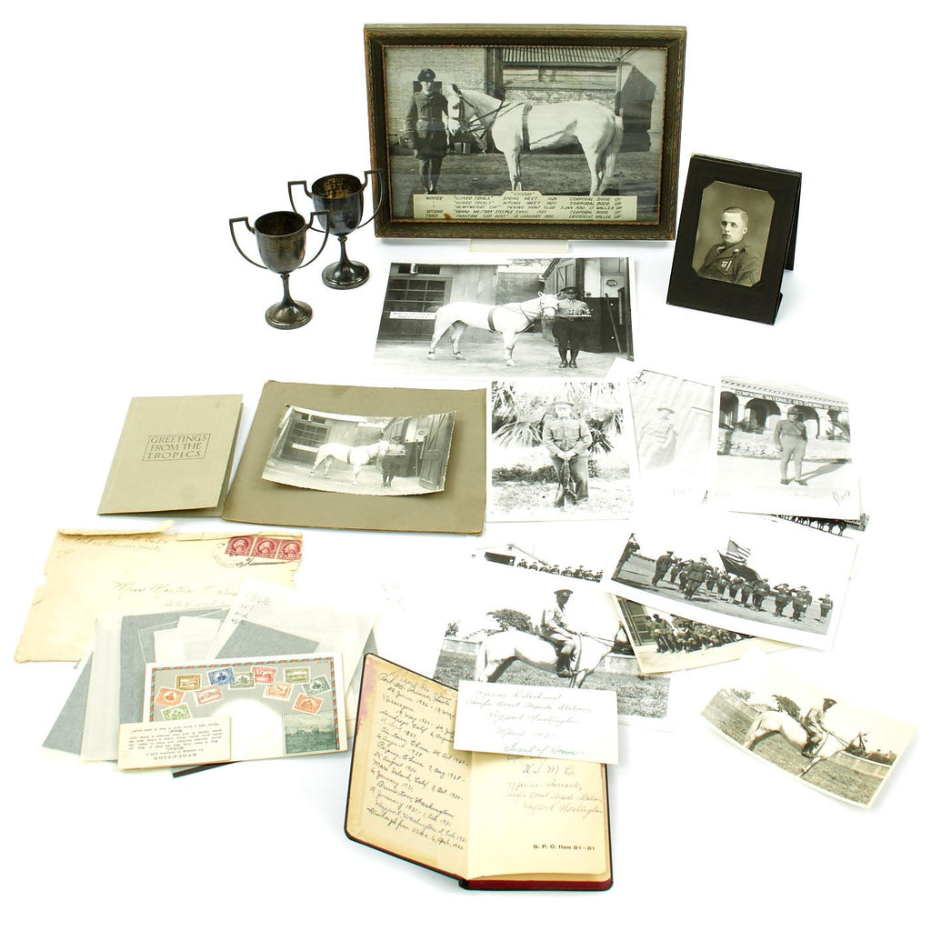 Original U.S. 1929 USMC China Horse Marine Equestrian Trophies and Photo Grouping Original Items