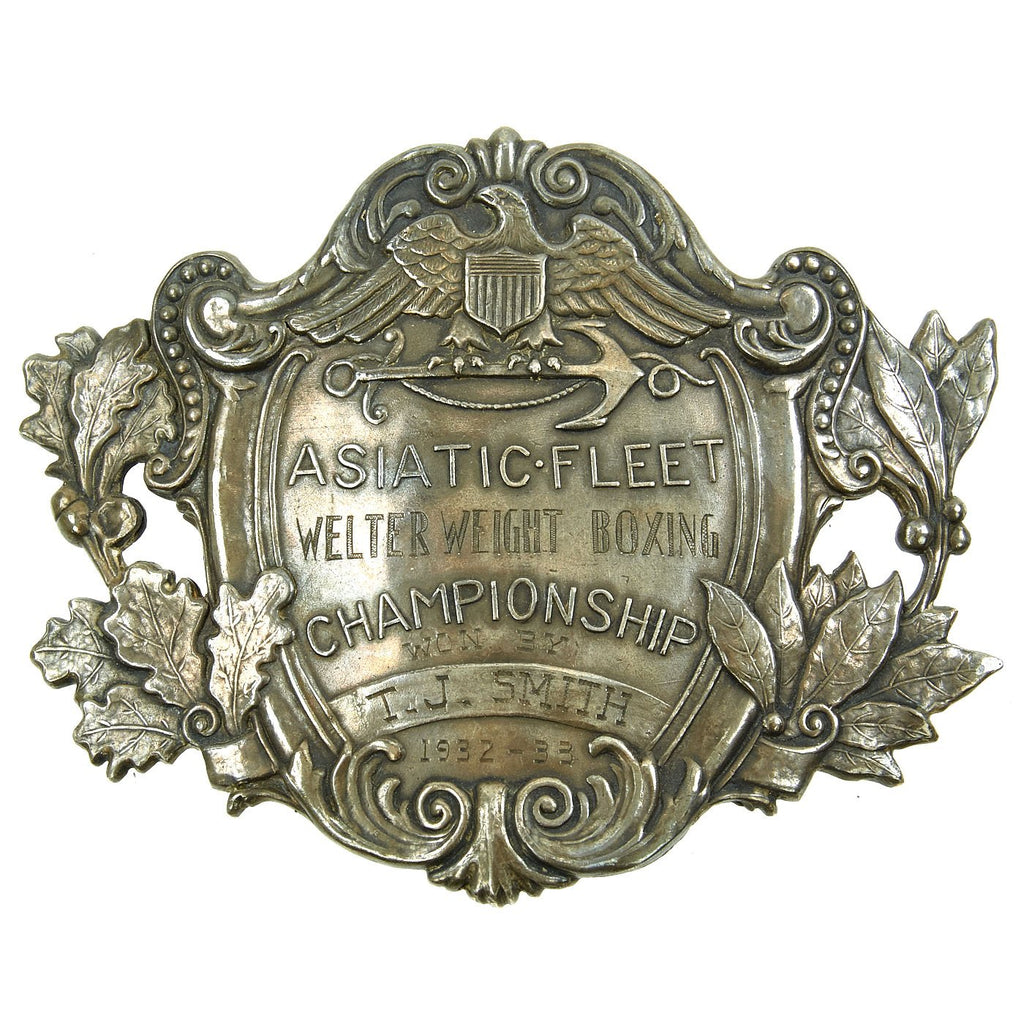 Original U.S. Navy 1932-1933 Asiatic Fleet Welterweight Boxing Championship Belt Buckle Original Items